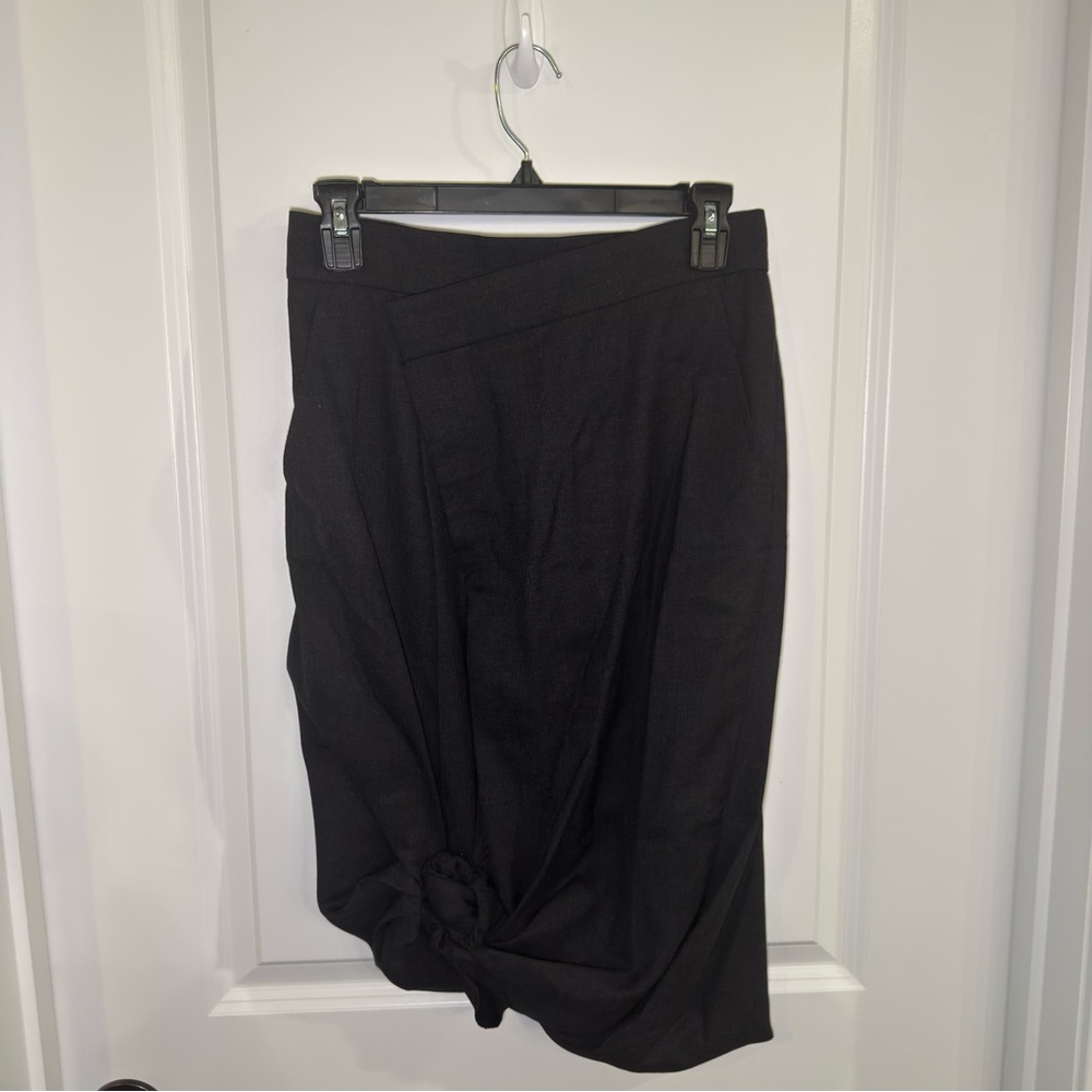 MaxMara Asymmetric Knot Detail Black Wool Skirt